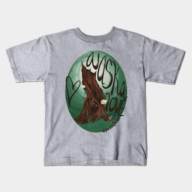 Alaska Love Tree Stump Kids T-Shirt by Pastel.Punkk